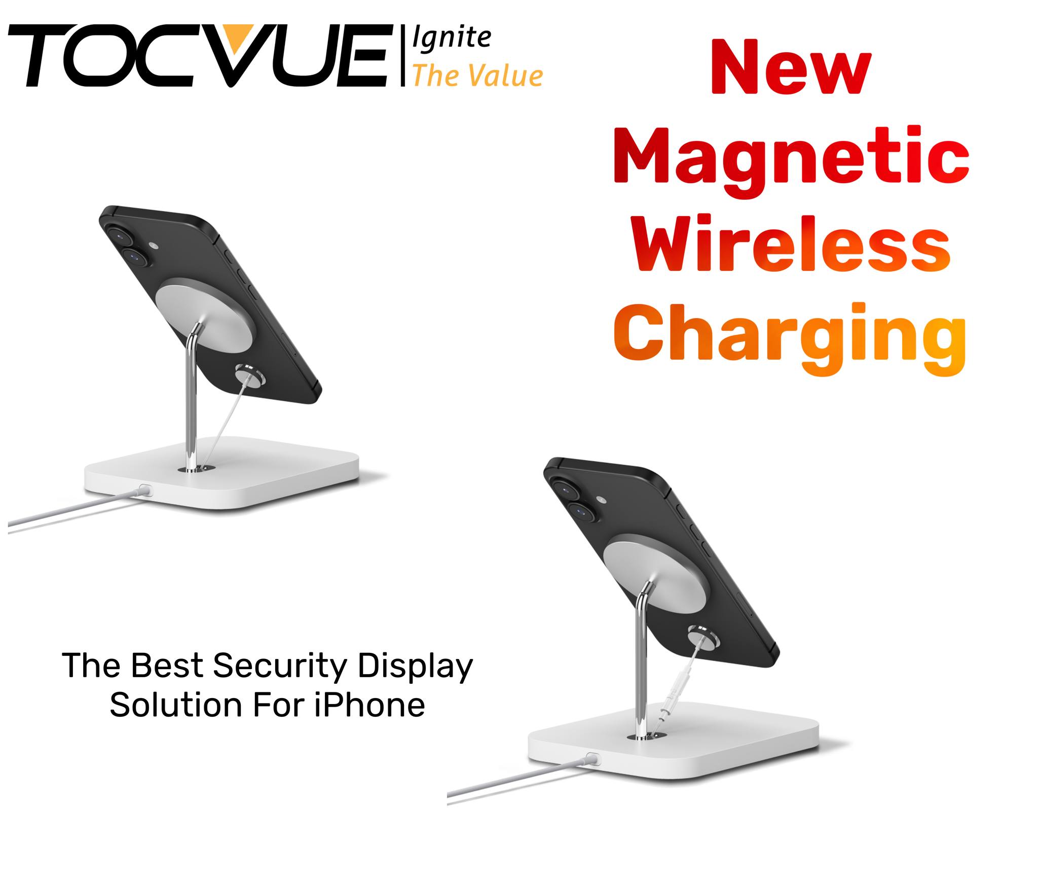 Additional image 3 for Magnetic Wireless Charging Security Display Stand For iPhone || Tocvue